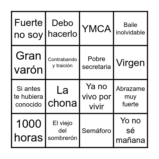 BINGO.....CANTALO O BAILALO Bingo Card