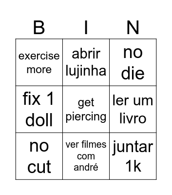 2026 Bingo Card
