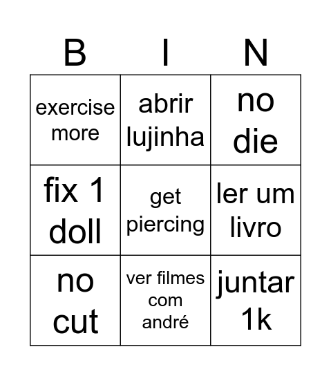 2026 Bingo Card