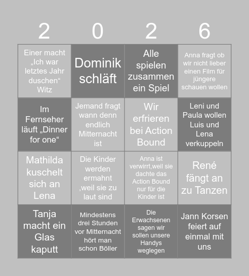 Silvester Bingo 2026 Bingo Card