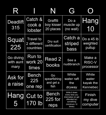 Ringo Bingo Card