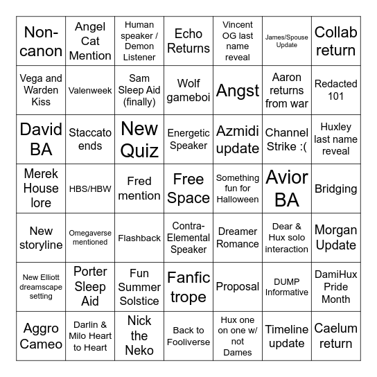 Redacted 2026 Bingo Card