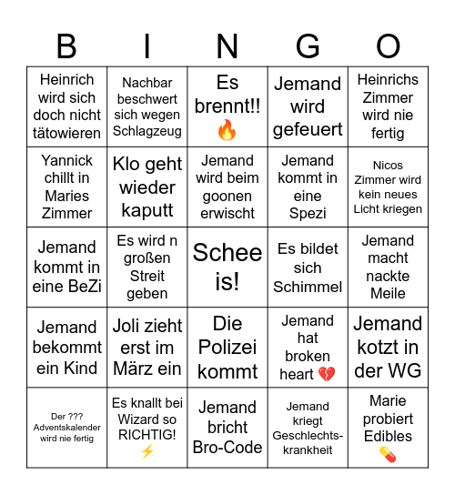 Göffel WG 2026 Bingo Card