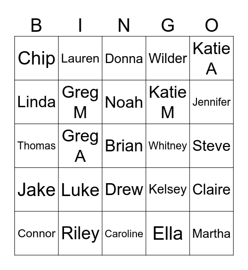 New Year's Bingo Card