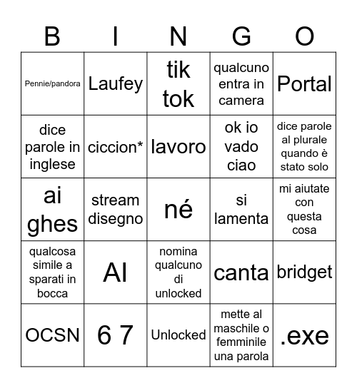 p6per bingo card Bingo Card