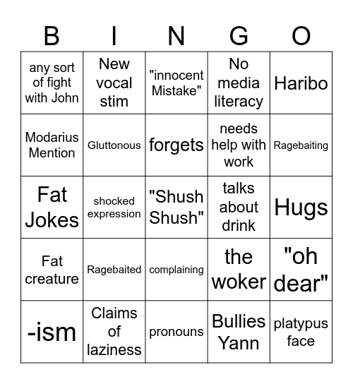 Matthew Stockford Bingo Card