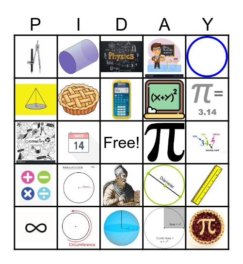 Happy Pi Day Bingo Card