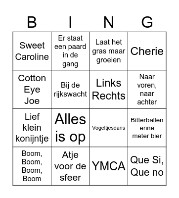 De foute Party Bingo Card