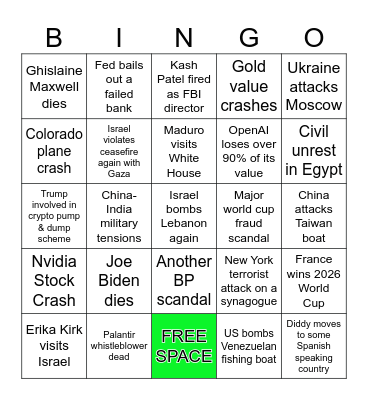 2026 Bingo Card Bingo Card