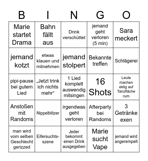 Silvester Bingo Card
