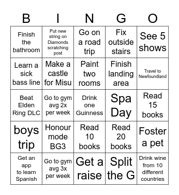 2026 Bingoals Bingo Card