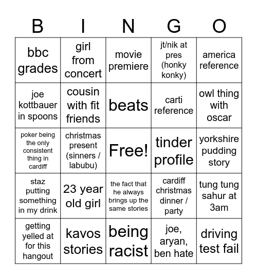 lewis Bingo Card