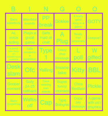 Caseoh stream bingo Card