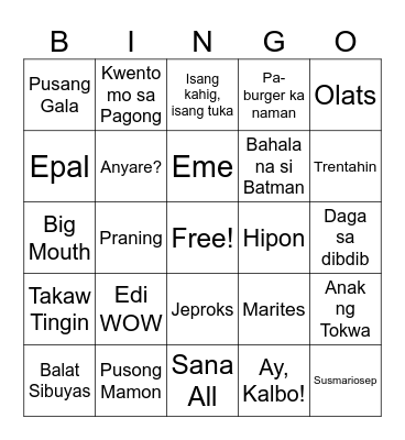 FAMILY BINGO RUMBLE Bingo Card