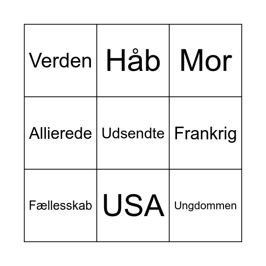 Nytårstale banko Bingo Card