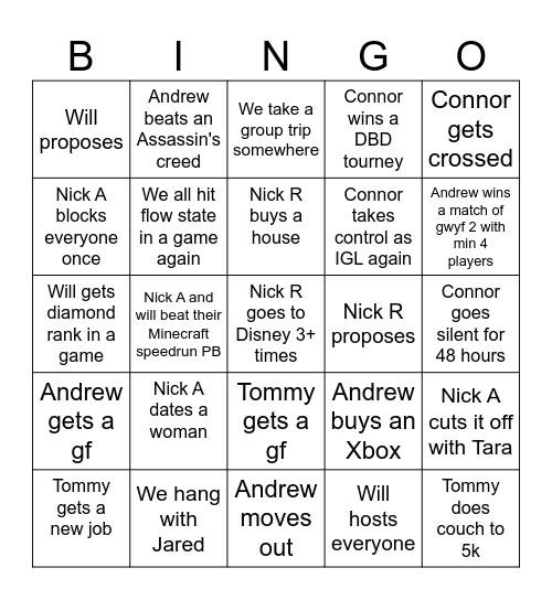2026 Jmac Bingo Card