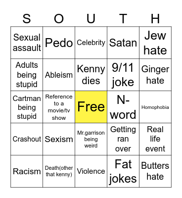 South park Bingo Card