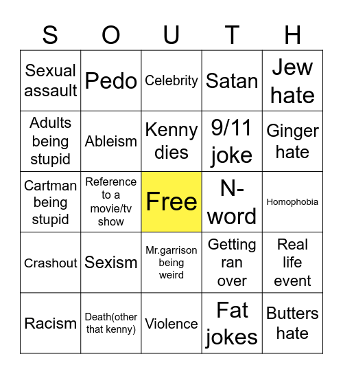 South park Bingo Card