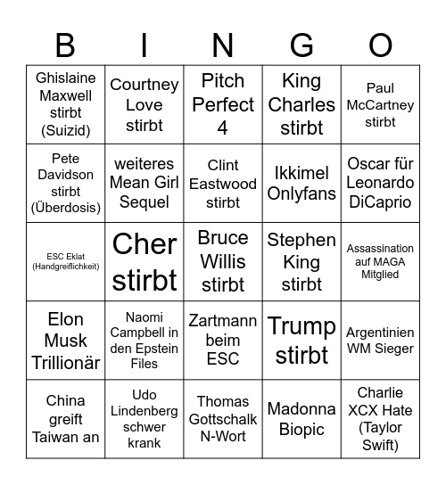 2026 PREDICTION Bingo Card