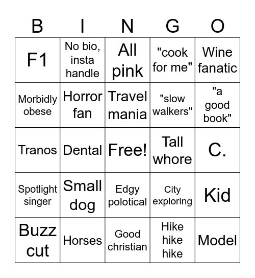 Bumble Bingo Card
