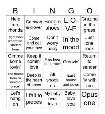 Beth's Birthday Bingo Card