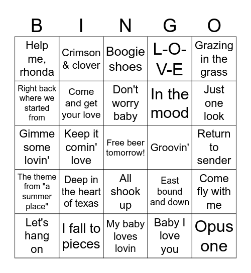 Beth's Birthday Bingo Card