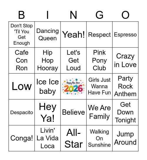 New Year's Eve Party Bingo Card