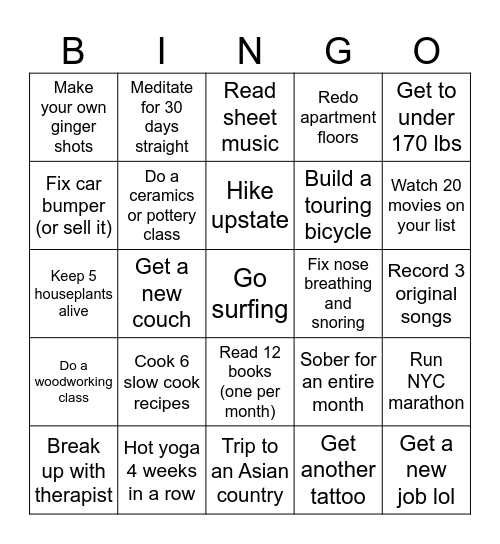 2026 Bungo Bingo Card