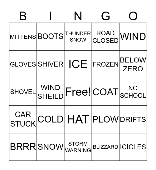 WINTER IS HERE Bingo Card