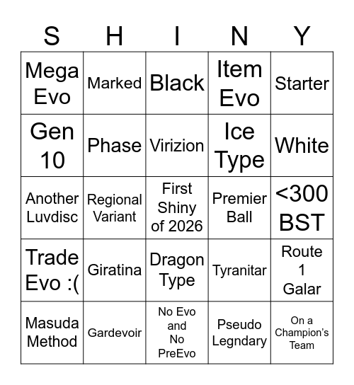 2026 Shiny Pkmn Bingo Card