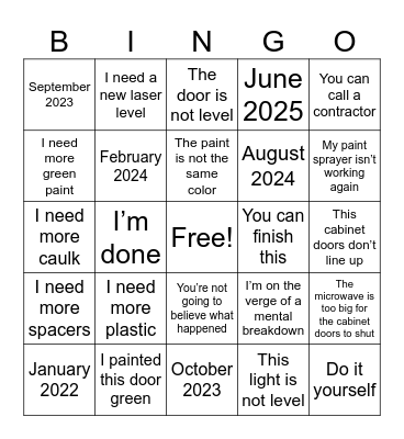 My husband is a ROCKSTAR Bingo Card