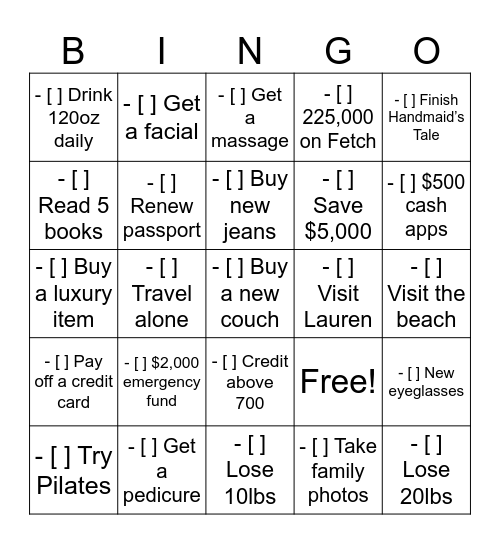 2026 Bingo Card