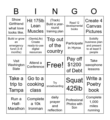 2026 New Year Goals Bingo Card