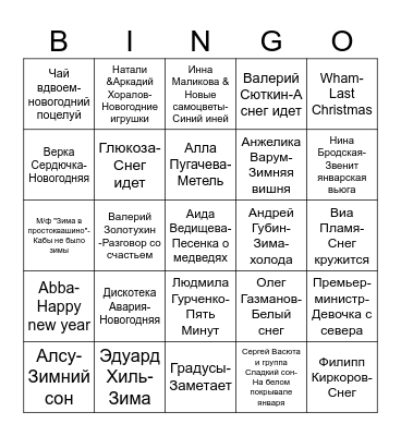 МУЗЫКАЛЬНОЕ ЛОТО I ТУР Bingo Card