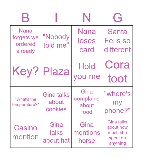 Last Day Bingo Card