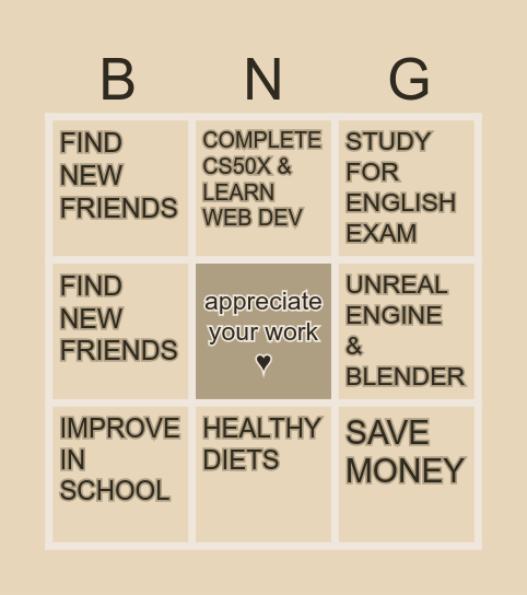 ★  2026 ! GOALS ★ Bingo Card