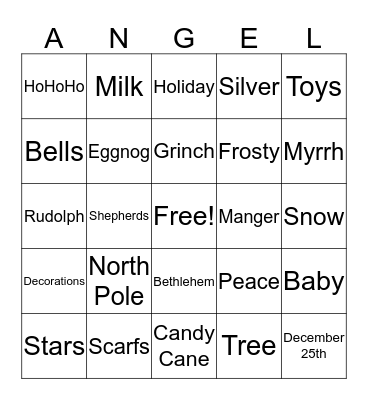 Merry Christmas Bingo Card