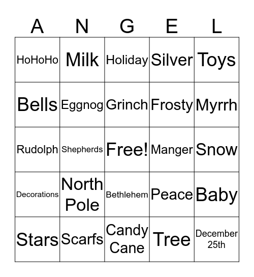Merry Christmas Bingo Card