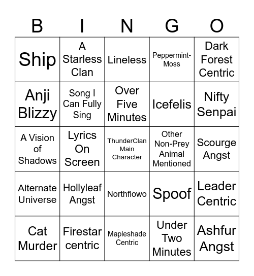 Warriors Mv Bingo Card