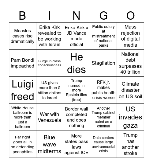 2026 bingo card Bingo Card