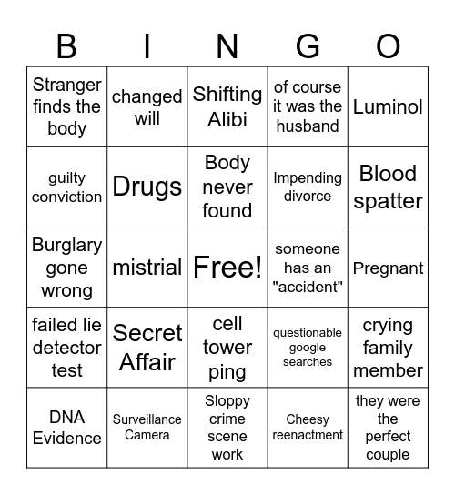 Snapped Bingo Card