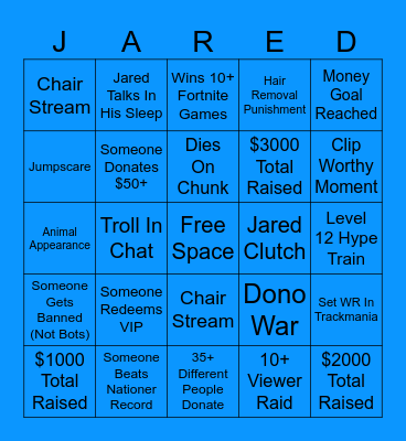 72 Hour Stream Bingo Card