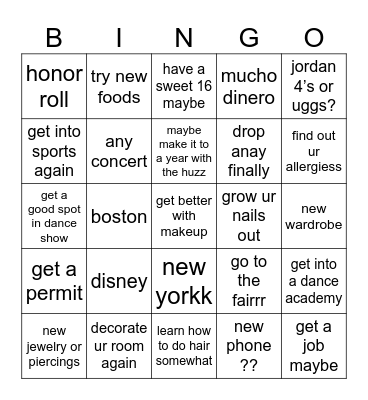 2026 Bingo Card