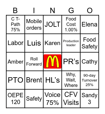 Stringham Organization Bingo Card