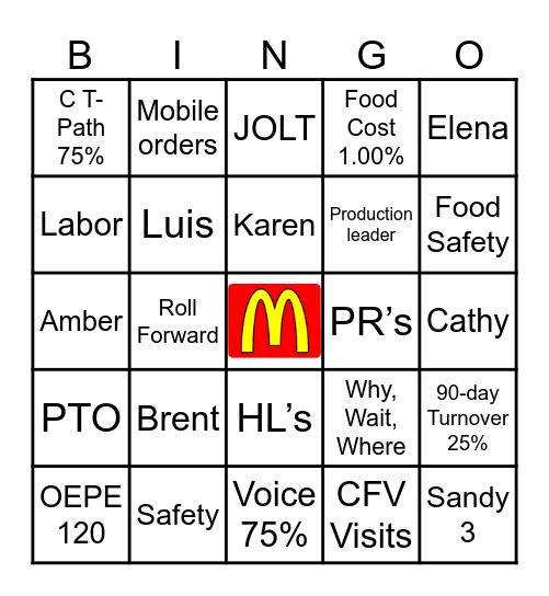 Stringham Organization Bingo Card