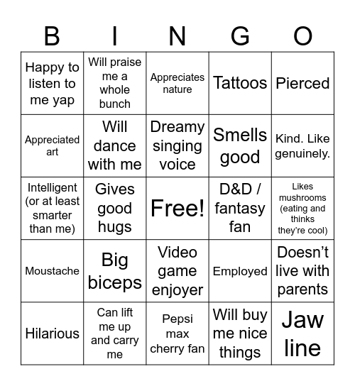 my type hehe Bingo Card