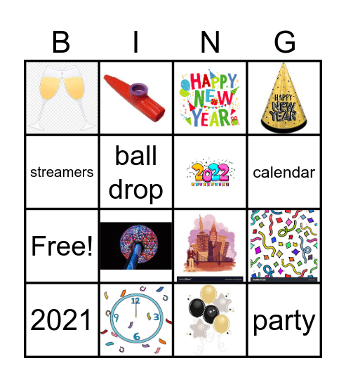 New Years Bingo Card