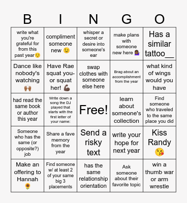 NYE Bingo! Bingo Card