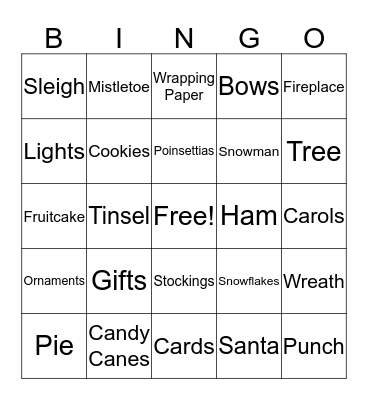 Christmas Bingo Card