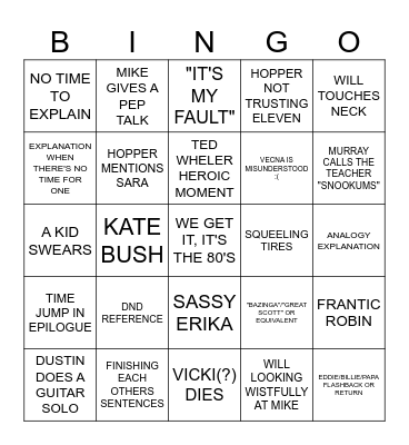 STRANGEST THINGS Bingo Card